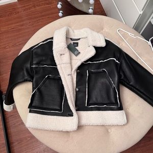 Wild Fable Faux Leather Shearling Black Jacket